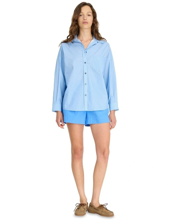 Chiara Long Sleeve Pinstripe Shirt in Blue image 2