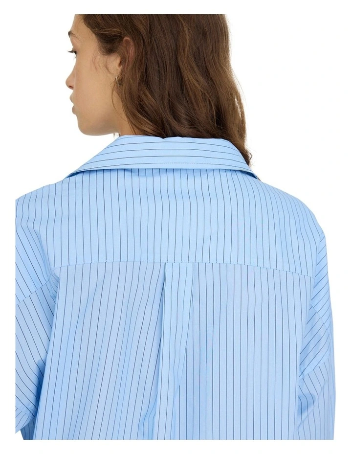 Chiara Long Sleeve Pinstripe Shirt in Blue image 6