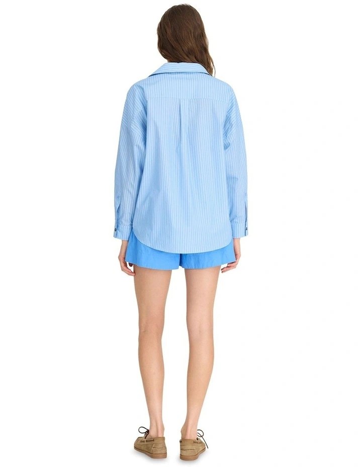 Chiara Long Sleeve Pinstripe Shirt in Blue image 7
