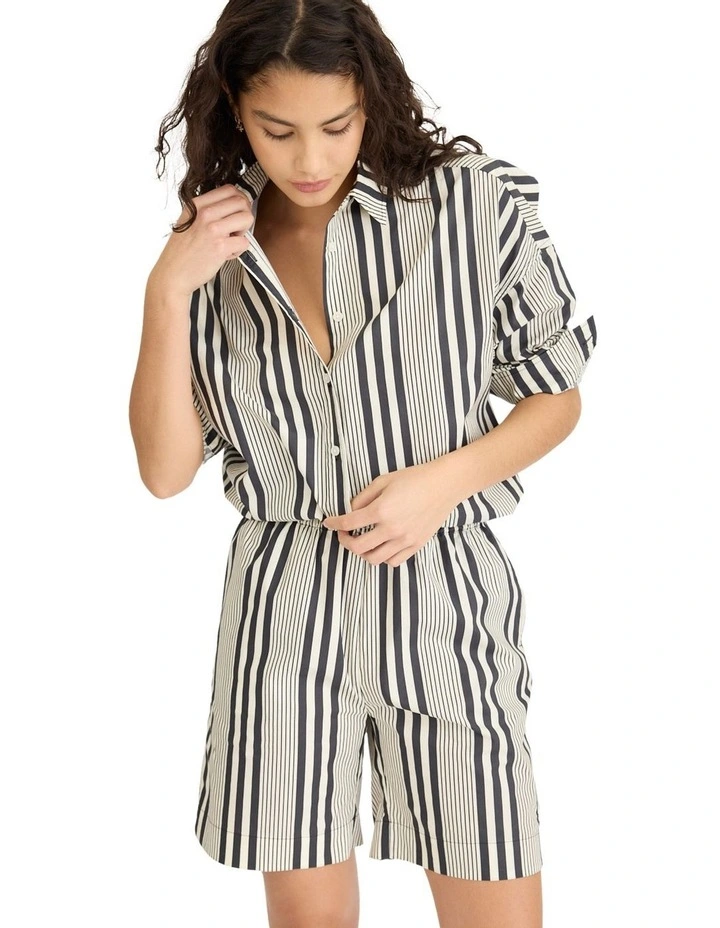 Chiara Open Yoke Shirt in Black image 5