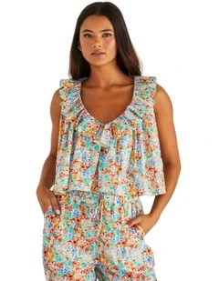 Panna Ruffled Neck Tank in Multi