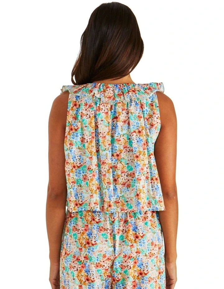 Panna Ruffled Neck Tank in Multi image 2