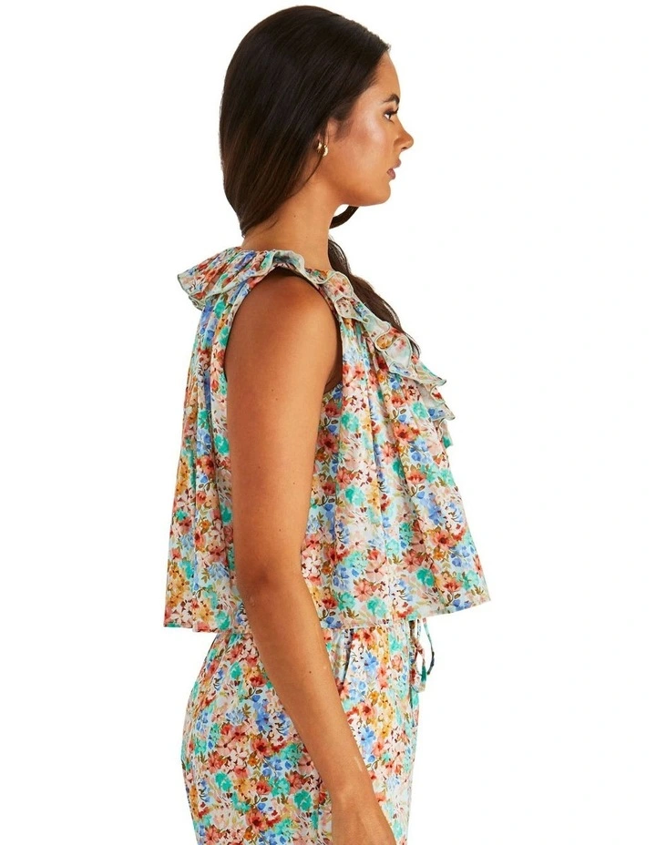Panna Ruffled Neck Tank in Multi image 3