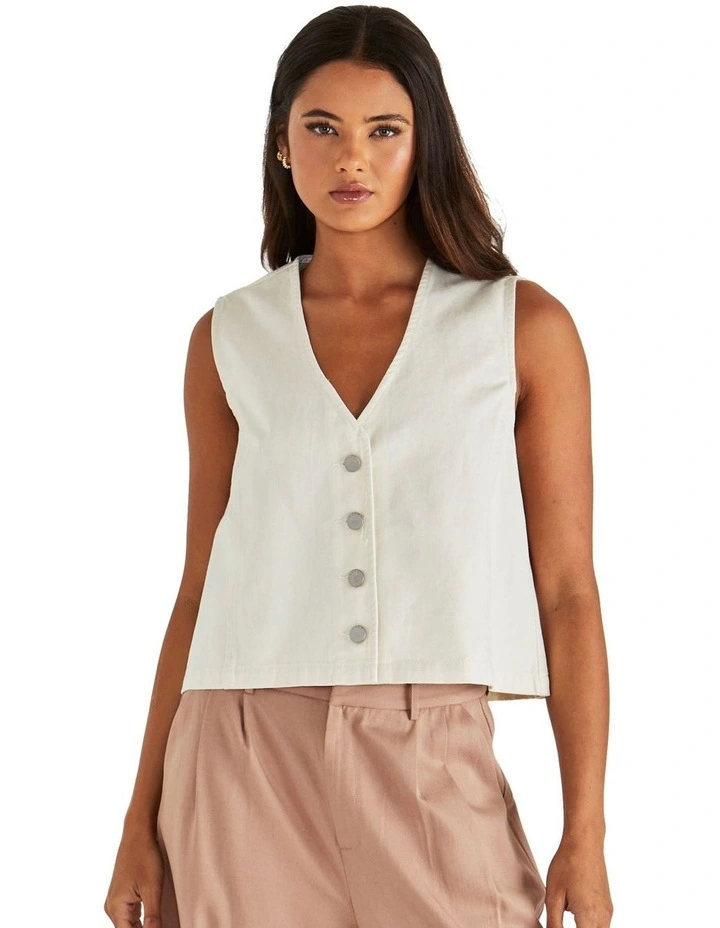 Sabine Denim Vest in Parchment Wash image 1