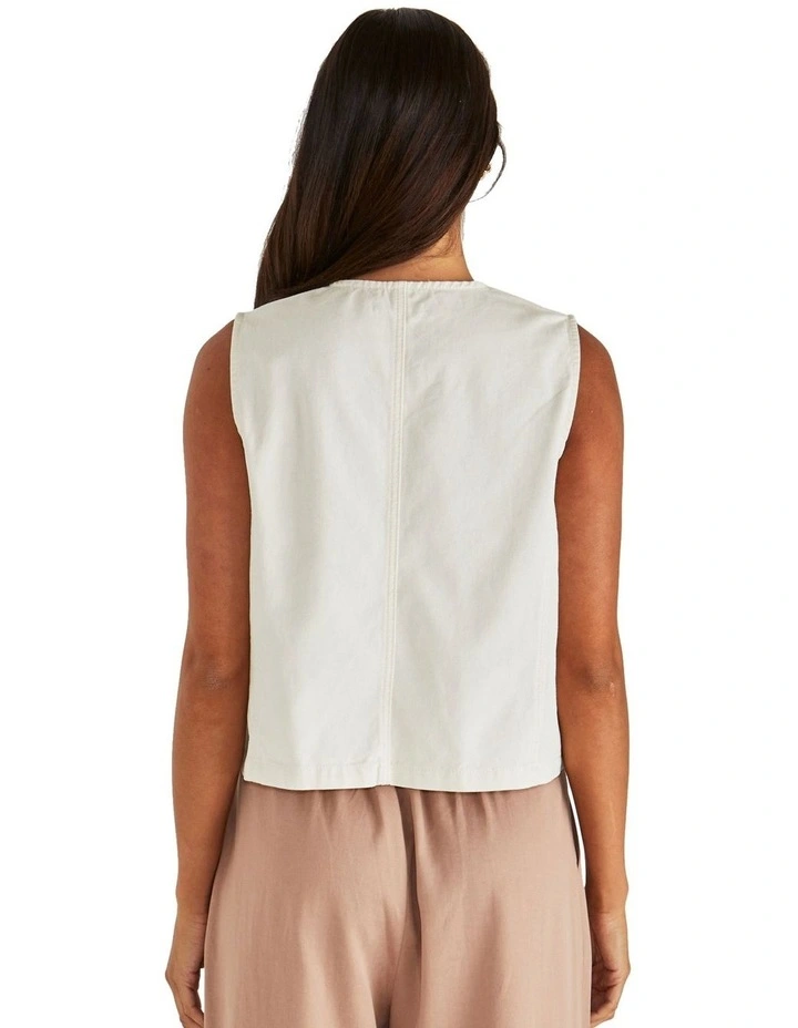 Sabine Denim Vest in Parchment Wash image 2