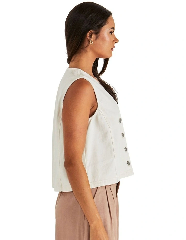 Sabine Denim Vest in Parchment Wash image 3
