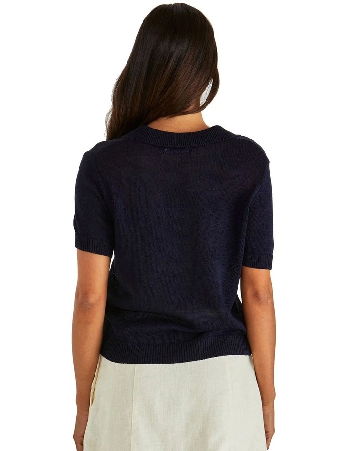 Abbie Knit Polo in Navy image 2
