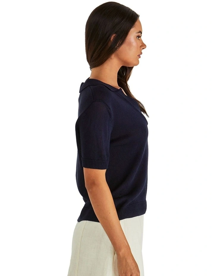 Abbie Knit Polo in Navy image 3