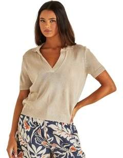 Abbie Knit Polo in Neutral