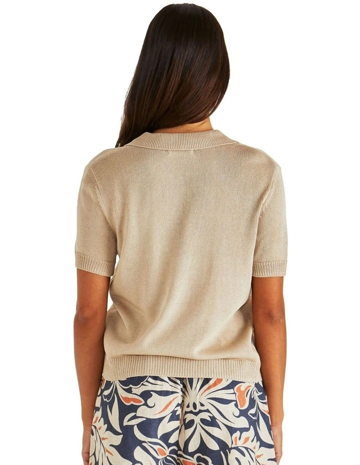 Abbie Knit Polo in Neutral image 2