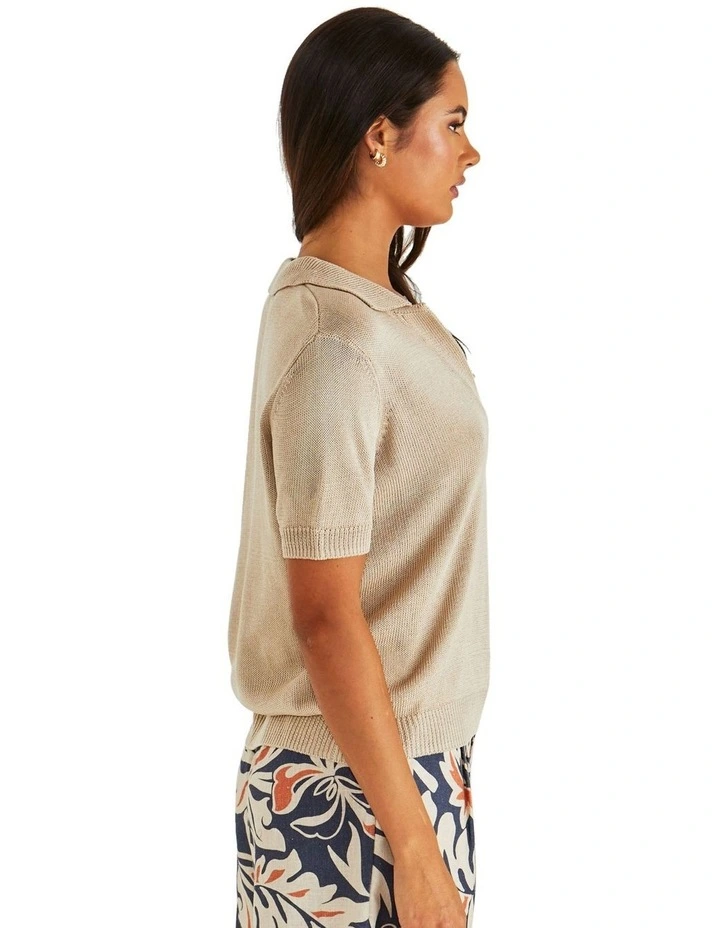 Abbie Knit Polo in Neutral image 3
