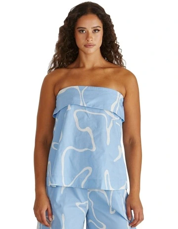 Tilda Strapless Top in Blue