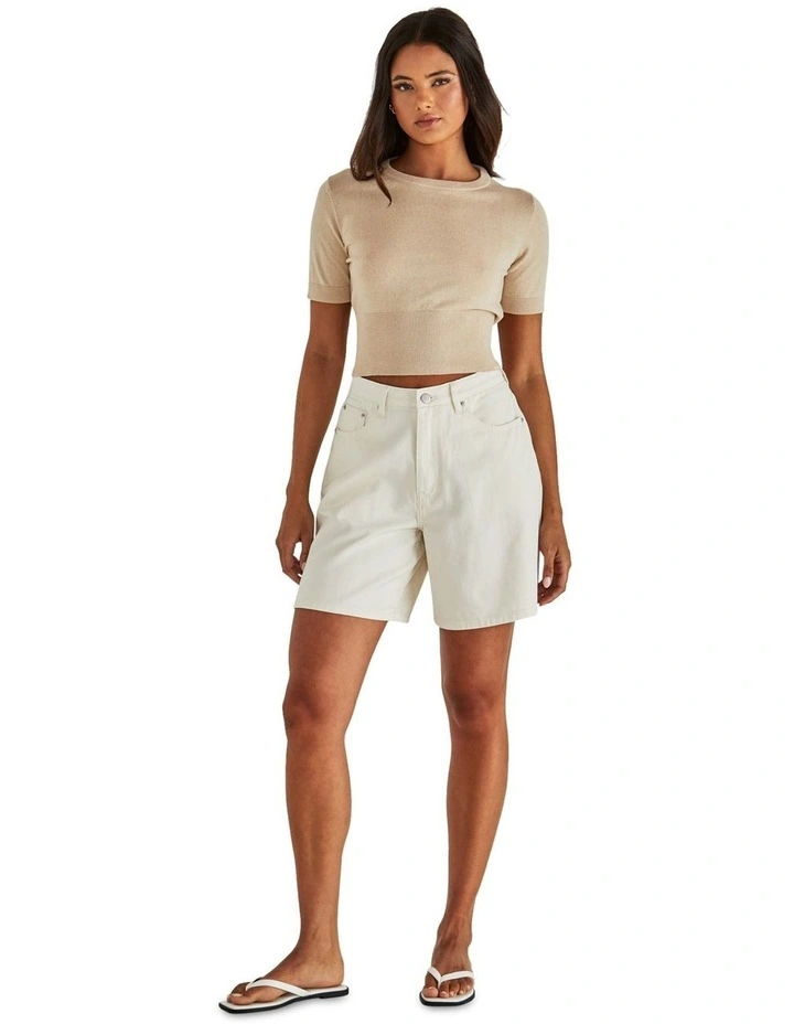 Sabine Denim Shorts in Parchment Wash image 4