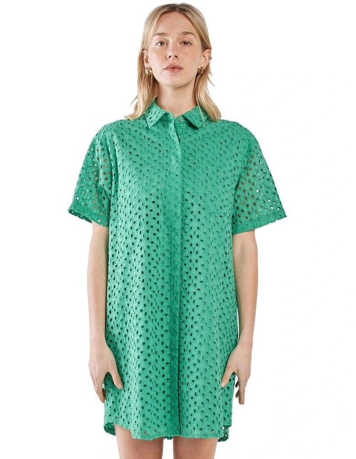 Steva Shirt Dress in Green image 4