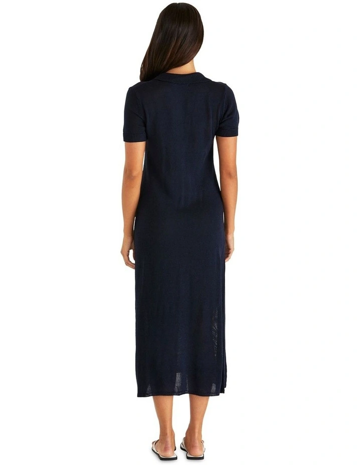 Abbie Knit Polo Dress in Navy image 2