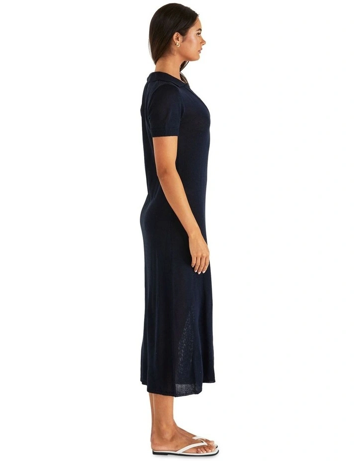 Abbie Knit Polo Dress in Navy image 3