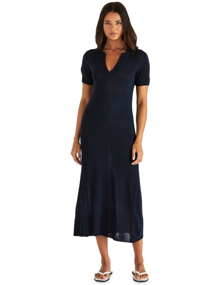 Abbie Knit Polo Dress in Navy image 4