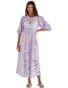 Hilde V Neck Dress in Purple