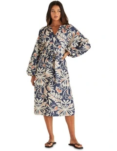 Jana Obi Belt Dress in Blue
