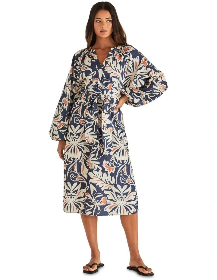Jana Obi Belt Dress in Blue image 1