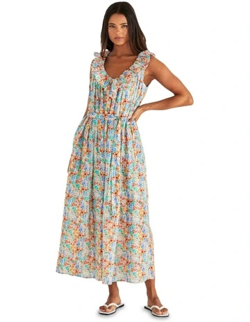 Panna Ruffled Neck Dress in Multi