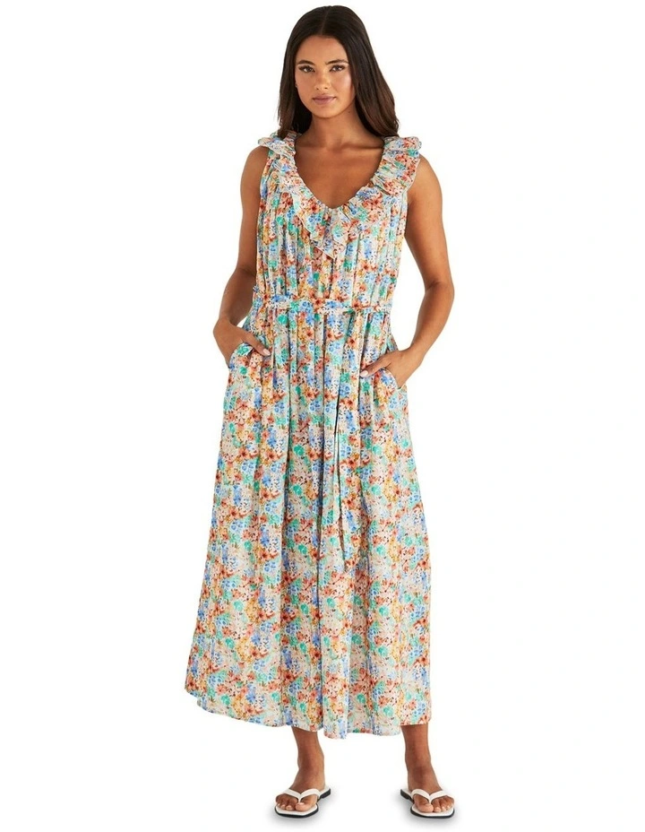 Panna Ruffled Neck Dress in Multi image 4