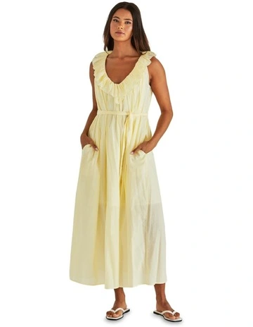 Lilla Ruffled Neck Dress in Yellow