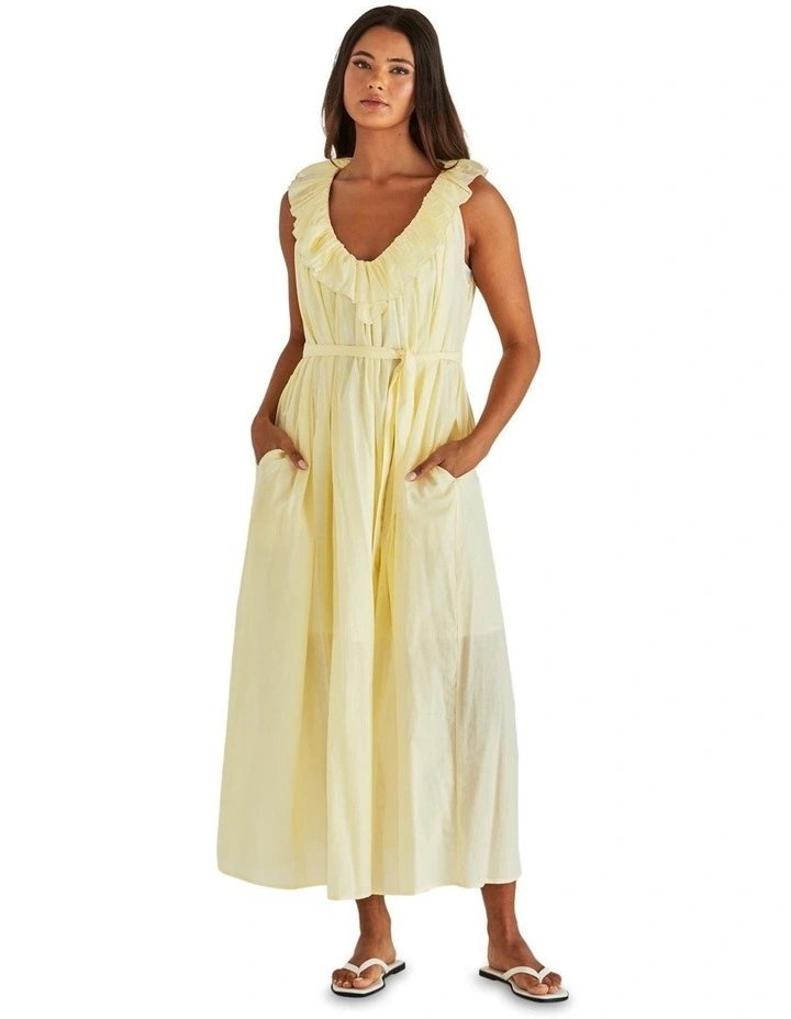 Lilla Ruffled Neck Dress in Yellow image 1