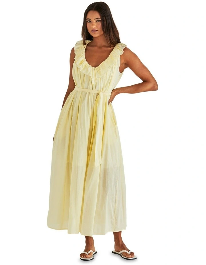 Lilla Ruffled Neck Dress in Yellow image 4
