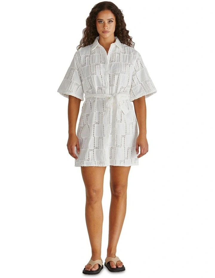 Dillon Shirt Dress in White image 3