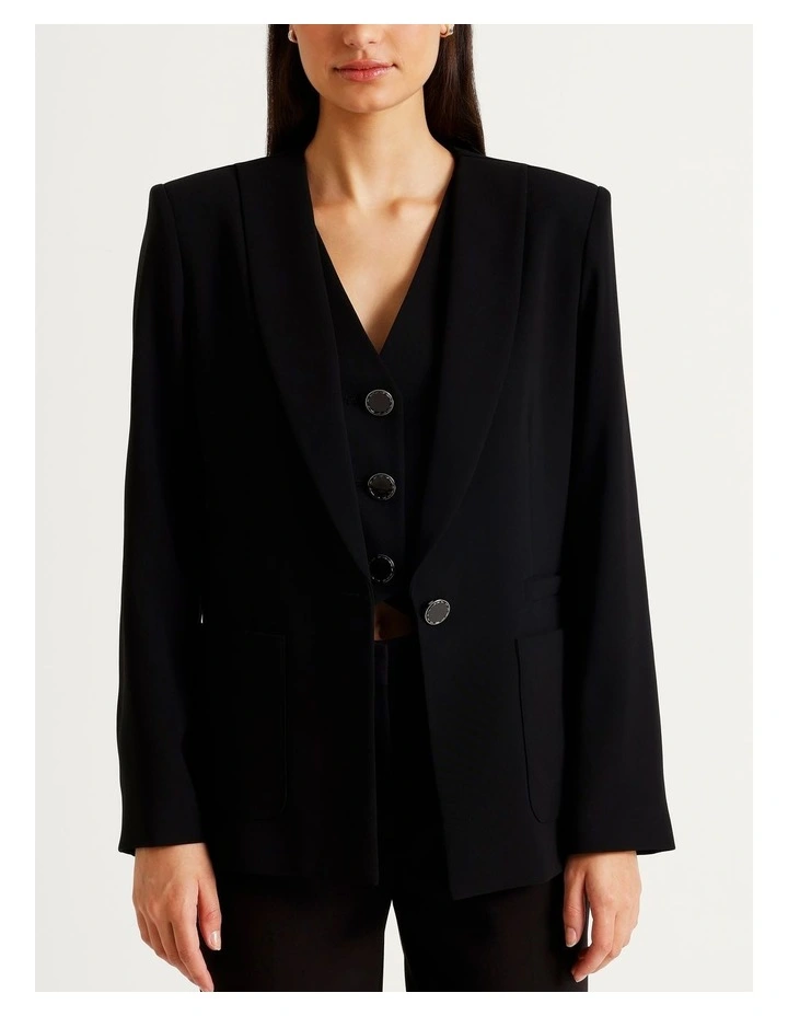 Urban Tailoring Crepe Blazer with Shawl Lapel in Black image 1