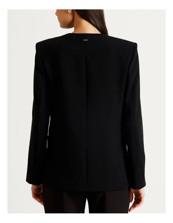 Urban Tailoring Crepe Blazer with Shawl Lapel in Black image 2
