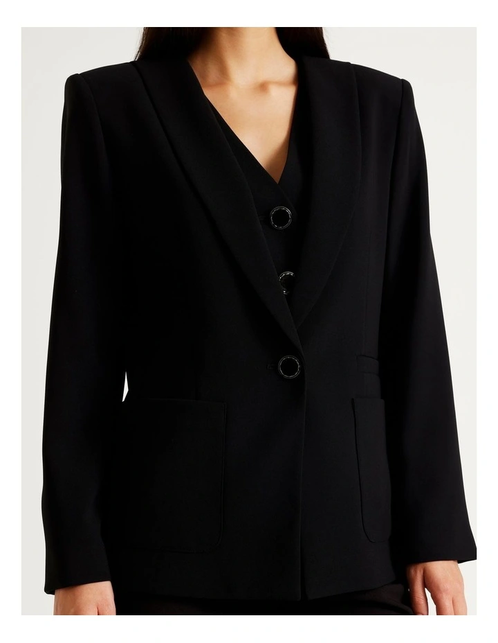 Urban Tailoring Crepe Blazer with Shawl Lapel in Black image 3