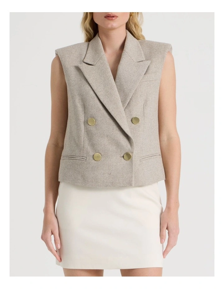 Urban Tailoring Twill Double Breasted Vest in Brown BASS/ISO image 1