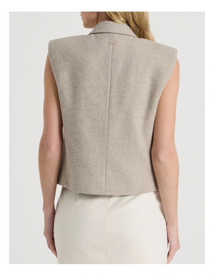 Urban Tailoring Twill Double Breasted Vest in Brown BASS/ISO image 2