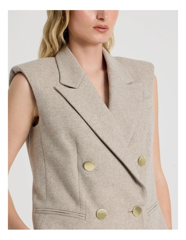 Urban Tailoring Twill Double Breasted Vest in Brown BASS/ISO image 5