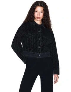 Monogram Denim Jacket in Black