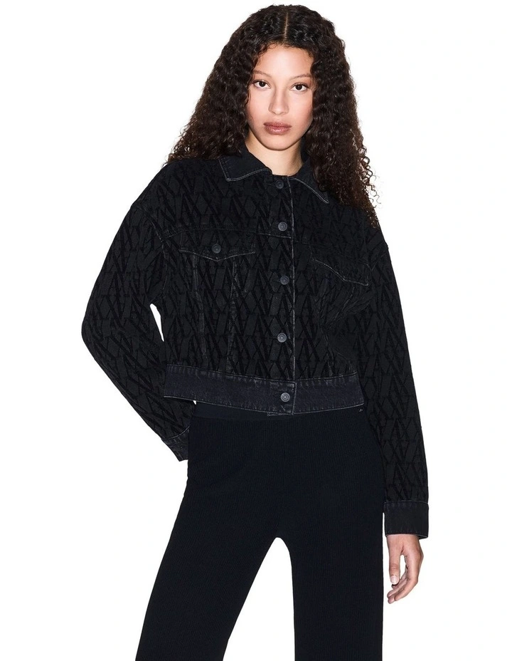 Monogram Denim Jacket in Black image 1