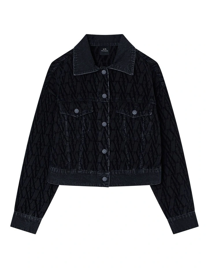 Monogram Denim Jacket in Black image 5