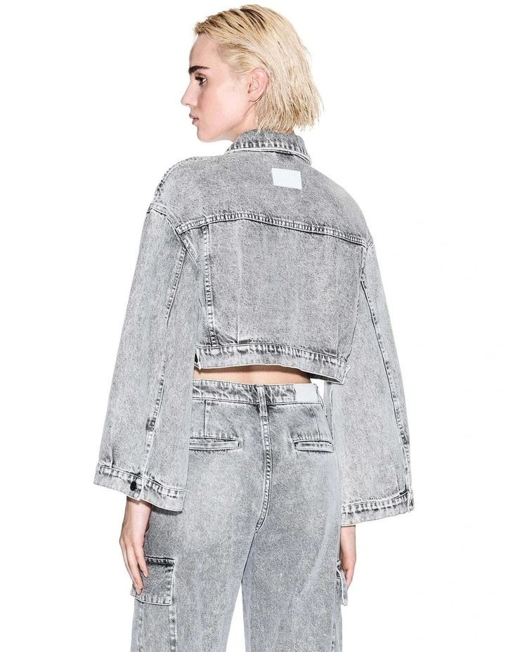 Cropped Jacket in Grey Denim image 2