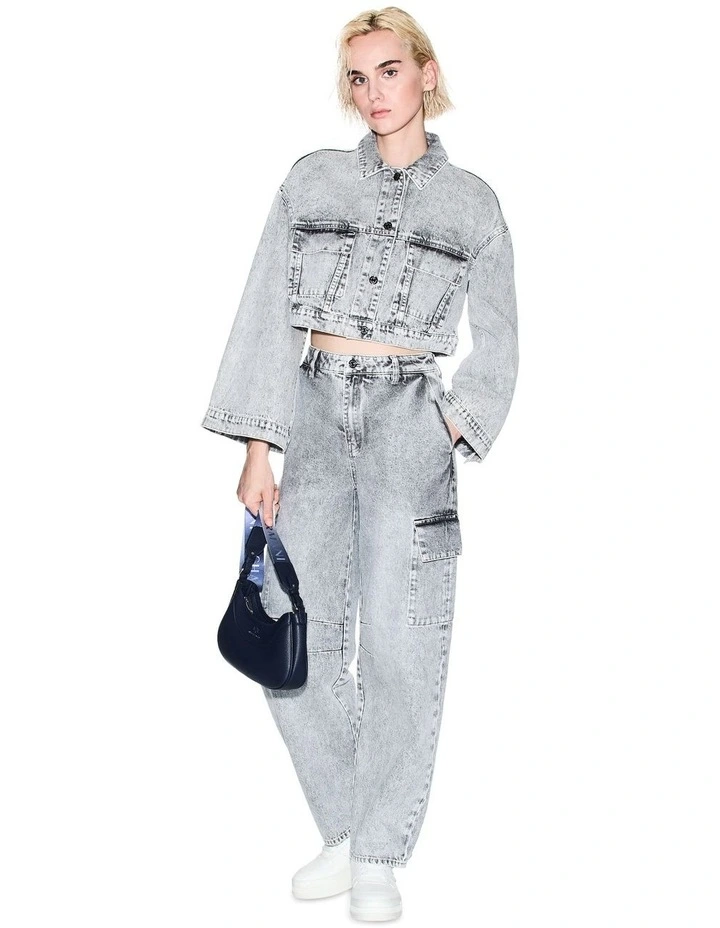 Cropped Jacket in Grey Denim image 3
