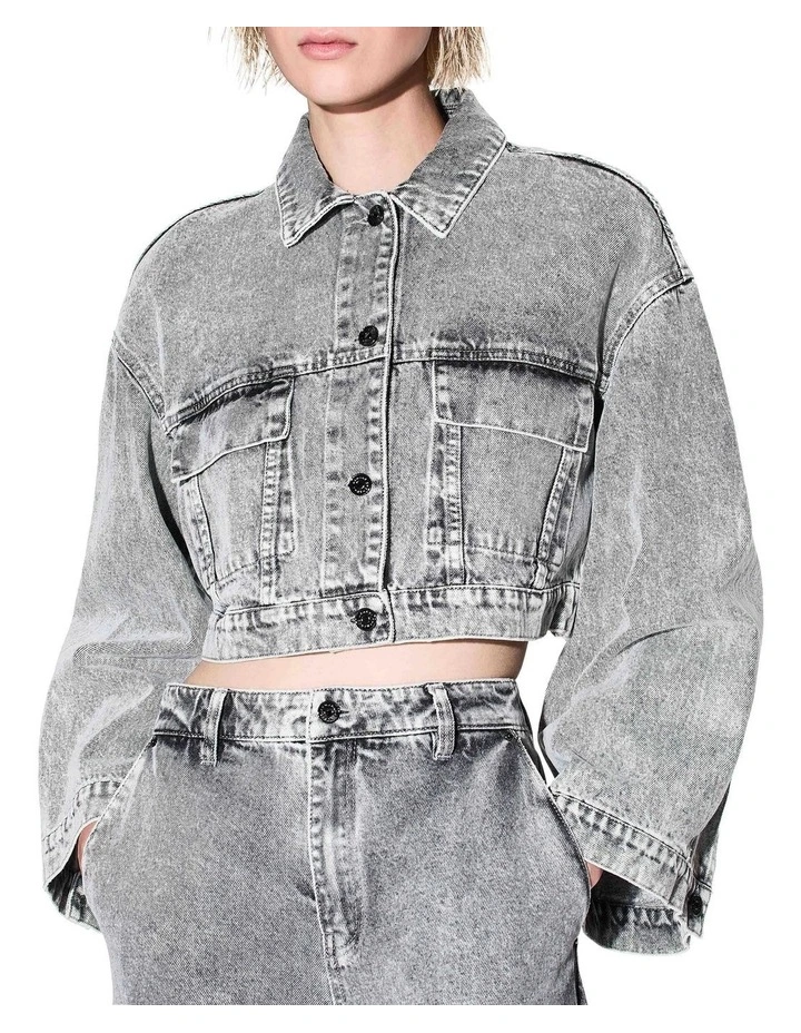 Cropped Jacket in Grey Denim image 4