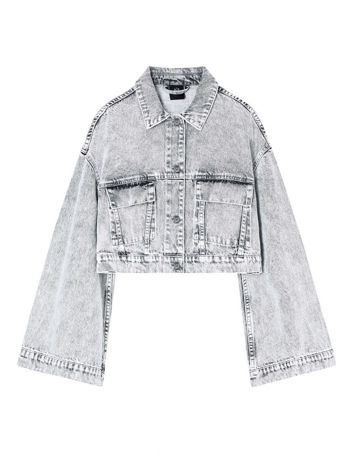 Cropped Jacket in Grey Denim image 5