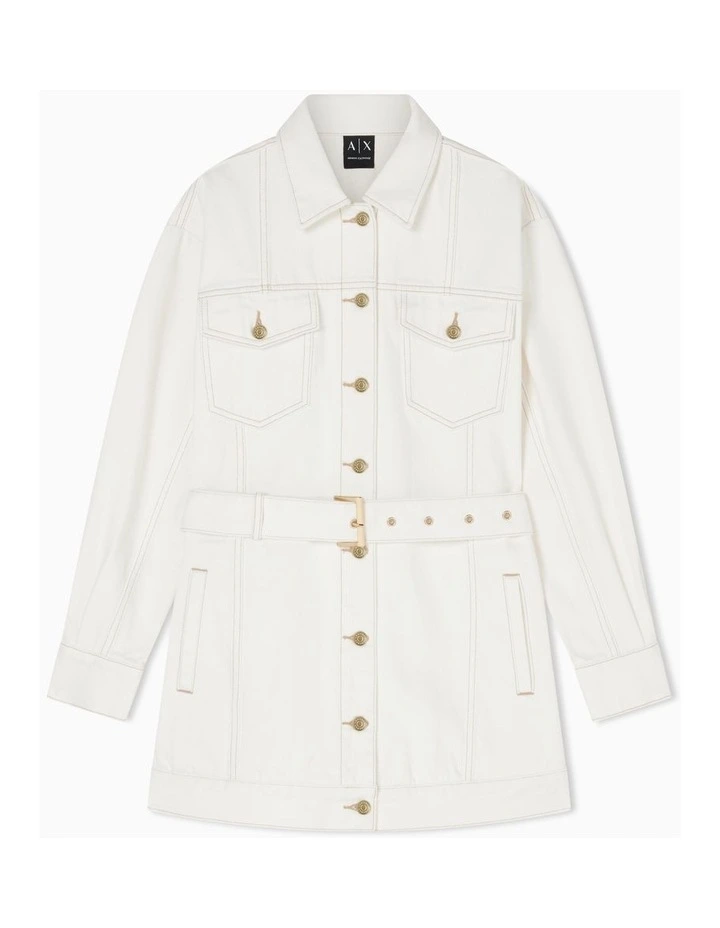 Edition Denim Jacket Dress in White image 1