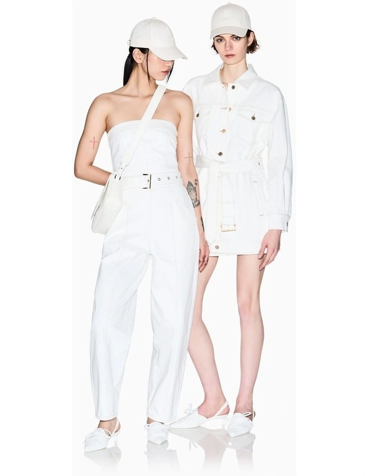 Edition Denim Jacket Dress in White image 4