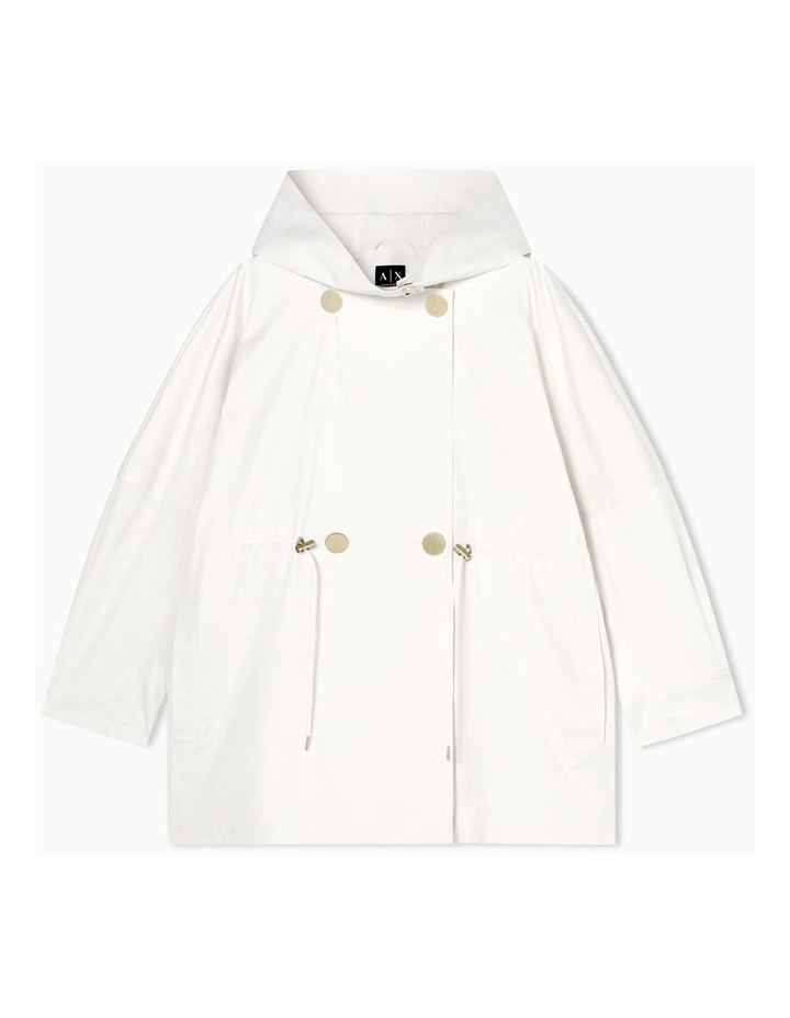 White Edition Hooded Coat in Ecru image 1