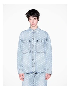 Studio Theatre All Over Logo Relaxed Light Denim Shirt