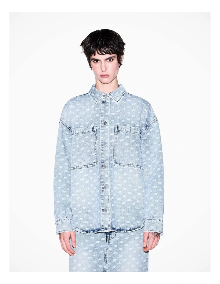 Studio Theatre All Over Logo Relaxed Light Denim Shirt image 1