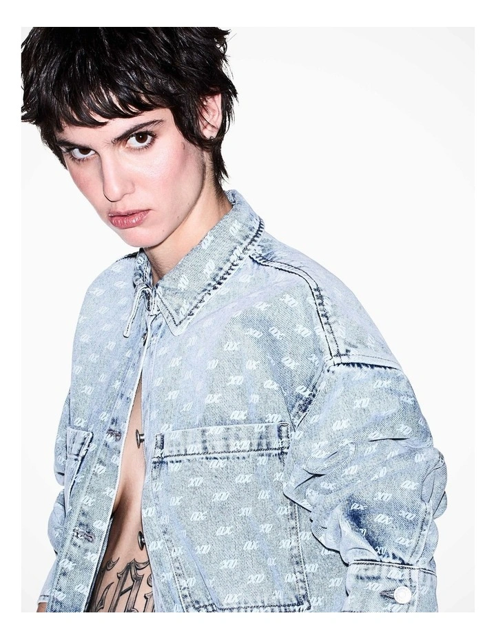 Studio Theatre All Over Logo Relaxed Light Denim Shirt image 3