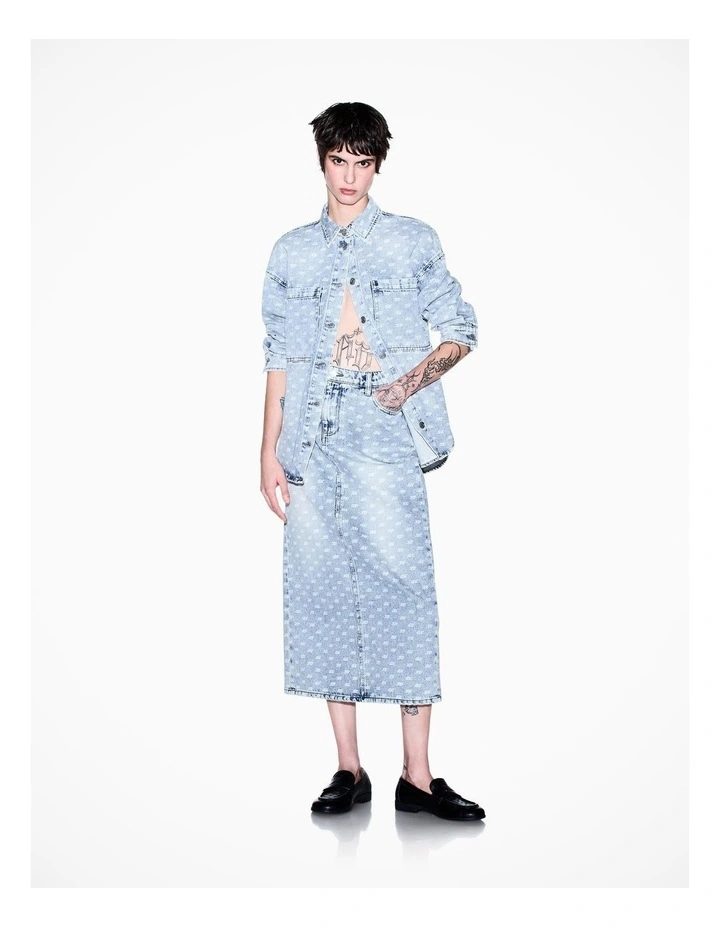 Studio Theatre All Over Logo Relaxed Light Denim Shirt image 4